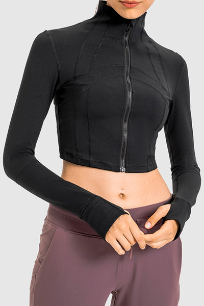 Zip Front Cropped Sports Jacket - Saveven.com