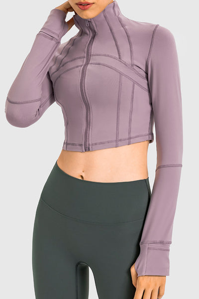 Zip Front Cropped Sports Jacket - Saveven.com