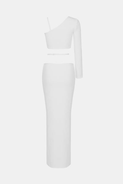 Grommet Detail Crop Top and Slit Skirt Set