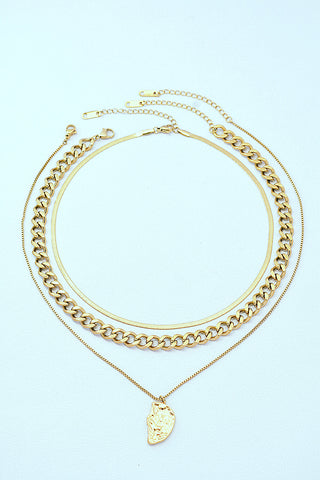 Kiss of Enchantment Triple-Layered Necklace with Pendant - Saveven.com